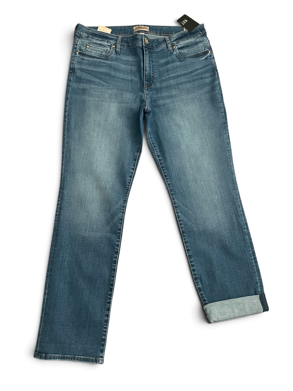 NWT KUT Catherine Boyfriend Straight-Leg Medium Wash Jeans Women Size 14